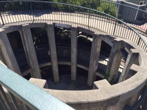 Spiral stairway over Market Street. 