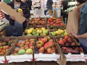 Heirloom tomatoes at port building on Embarcadero. 