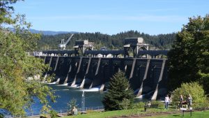 Bonneville Dam - finished in 1938 and still providing electricity to Wahington and Oregon. 