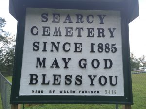 Sign for Searcy Cemetery on Searcy Hill.