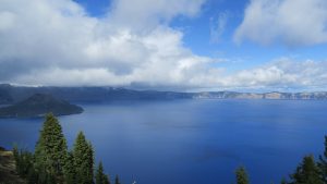 Snow coming across the lake.