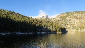 Bear Lake, elevation 9,450 feet. Notice clouds coming over the mountain.