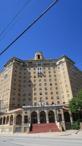 Entrance to Baker Hotel.